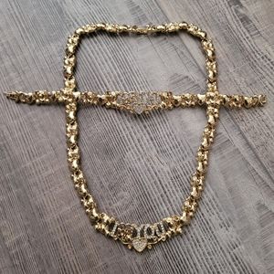 Gold Hearts & Bears "I Love You" Link Necklace & Bracelet